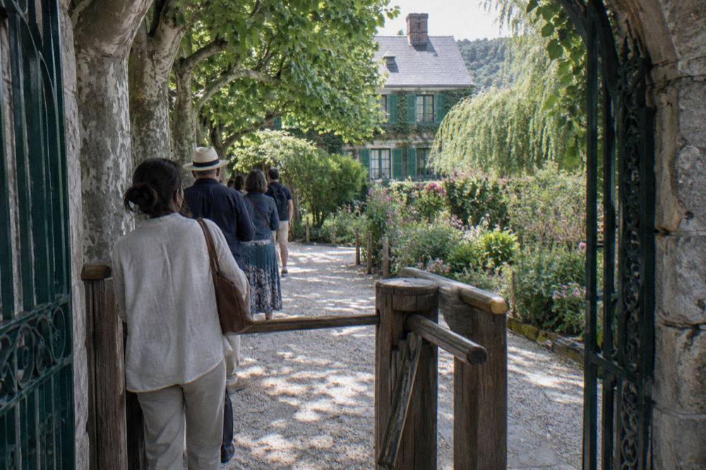 Ticket entrance and queue area at the gate of Monet's garden in Giverny