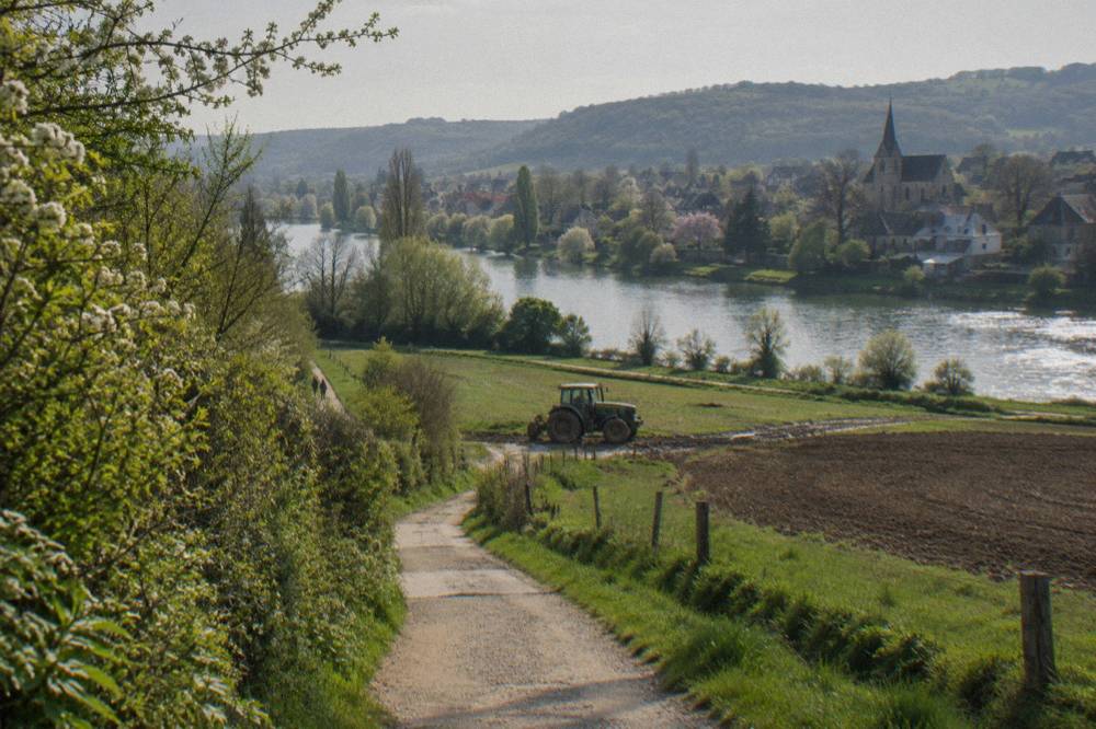 Country road and hedgerow between Vernon and Giverny